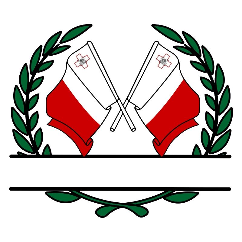 Drapeaux Malte couronne de laurier bannière
