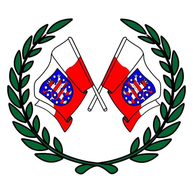 Drapeaux Thuringe couronne de laurier