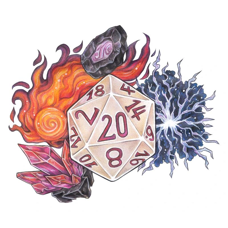 Magicien cadeau de dés D20 sur table RPG