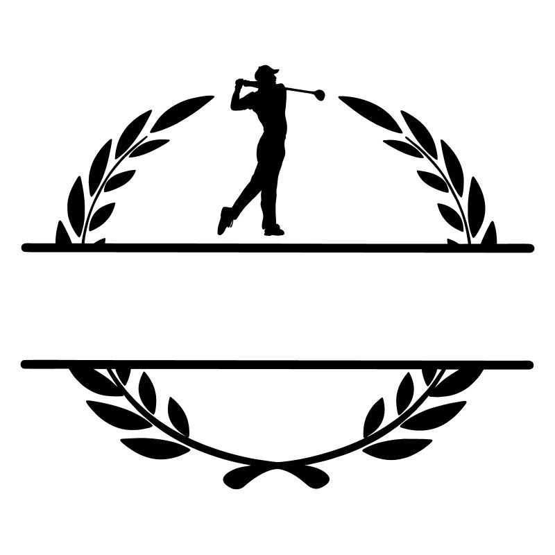 Golfer in laurel wreath