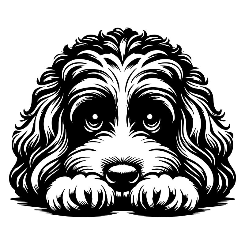 Cavapoo Head with Paws