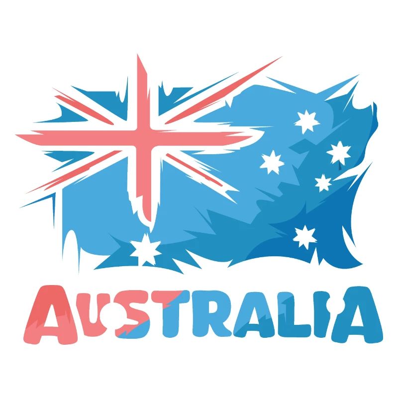 Australia Flag Comic Illustration Icon Logo