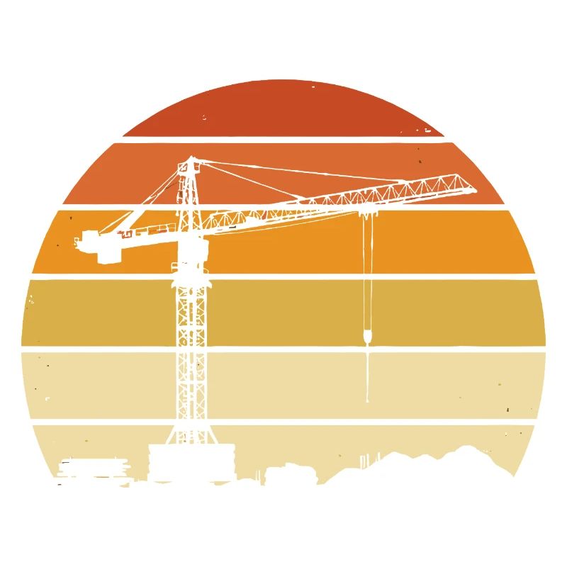 Crane Operator Retro Design – Construction Site & Construction Crane