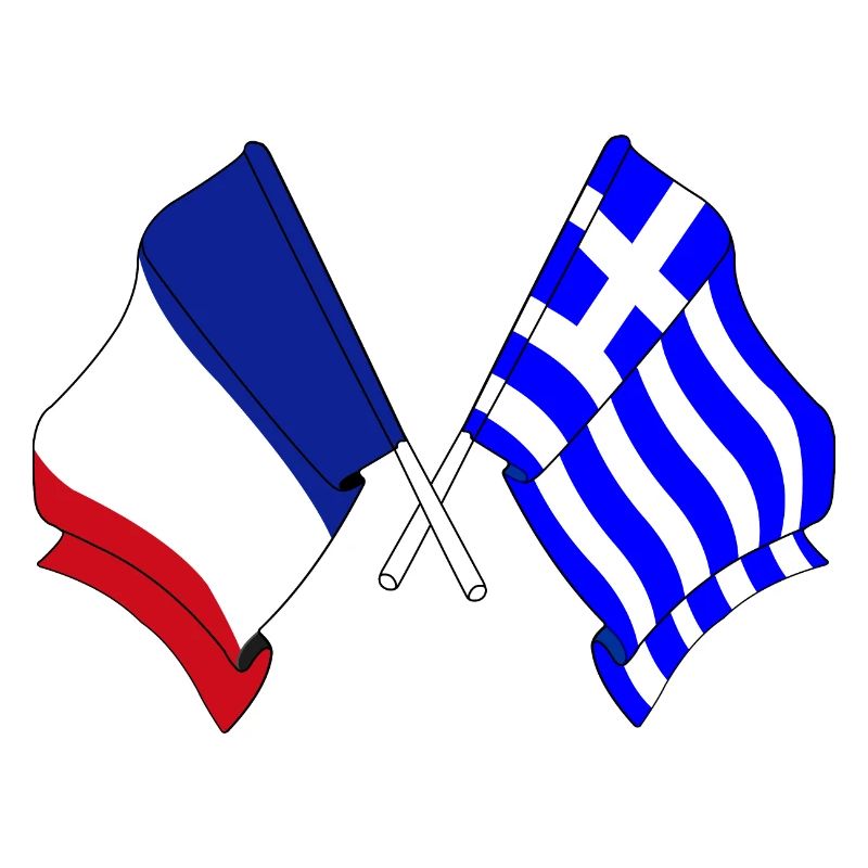 Drapeau de la France et drapeau de la Grèce