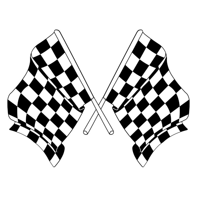Two car racing flags crossed start finish