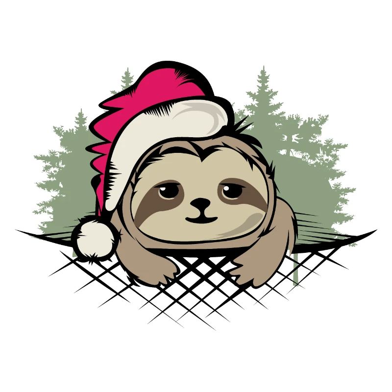 Faultier Weihnachten Wald Baum Weihnachtsmann Logo