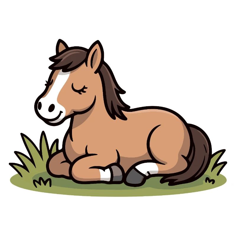 Cheval câlin dans l’herbe
