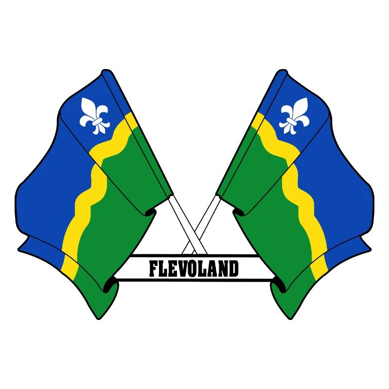 Deux drapeaux texte FLEVOLAND