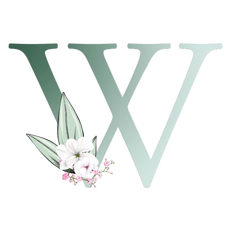 W Monogram, Floral, Personalizable