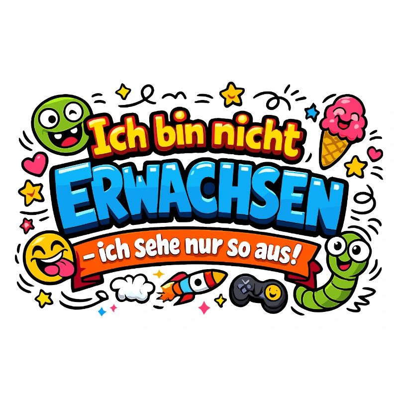 Ich bin nicht erwachsen Spruch Cartoon