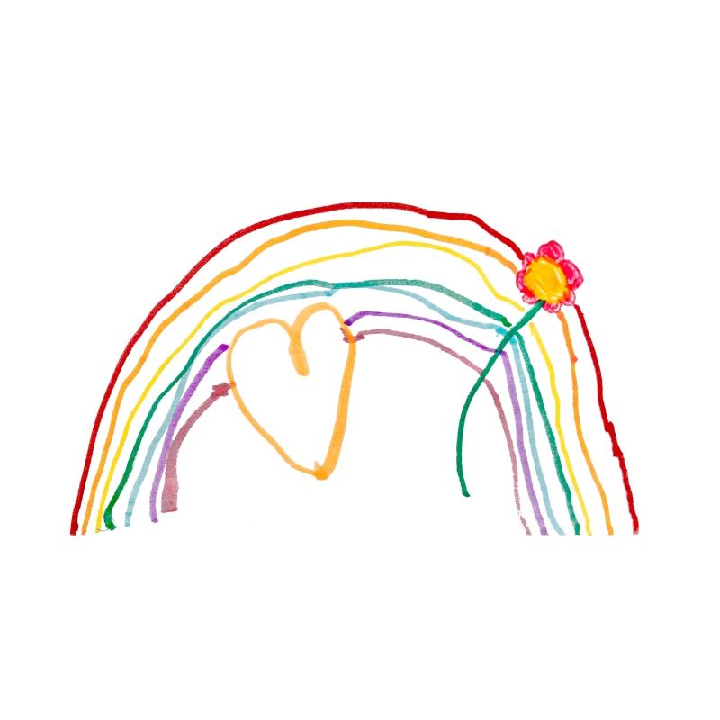 Regenbogen mit Herz und Blume