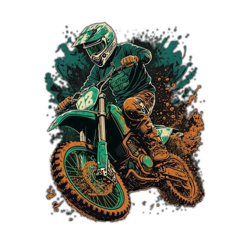 Motocross Vert Orage-Orange Splash