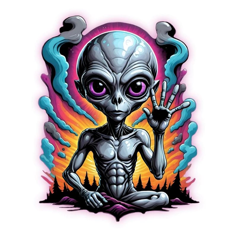 Cosmic Alien Meditation Artwork
