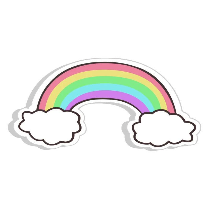 Pastel rainbow with clouds motif