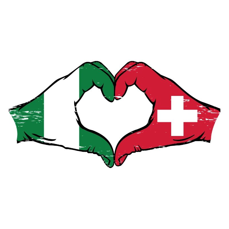Nigeria Suisse Drapeau Mains Coeur Forme Utilisé