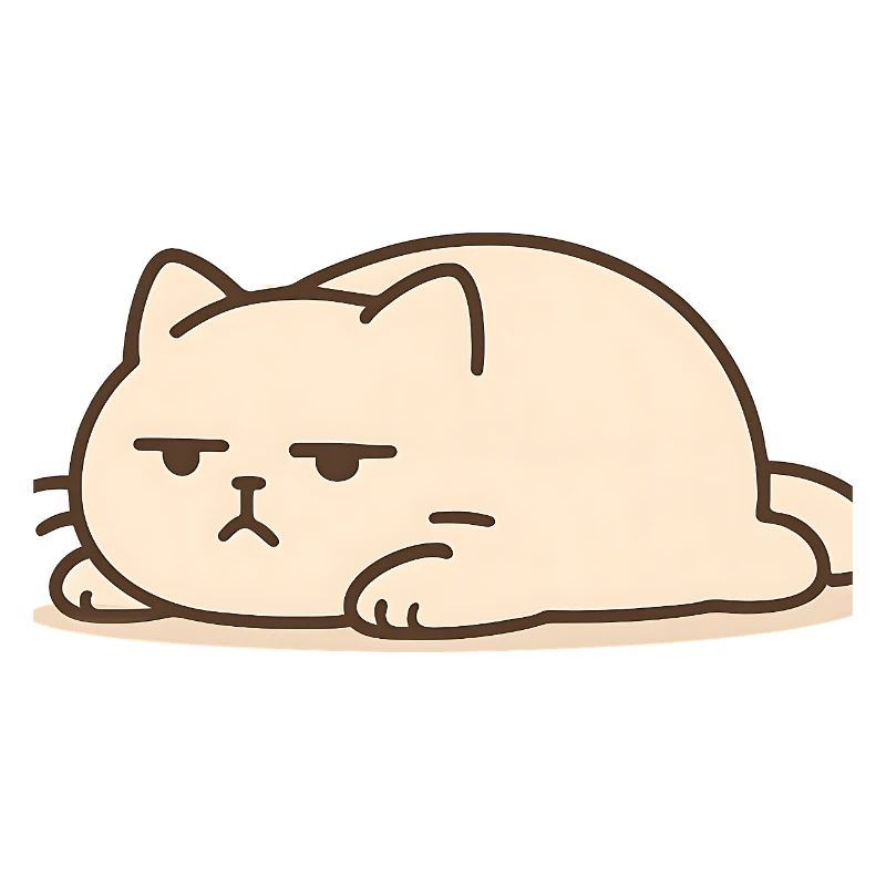 Chat endormi dans le style kawaii