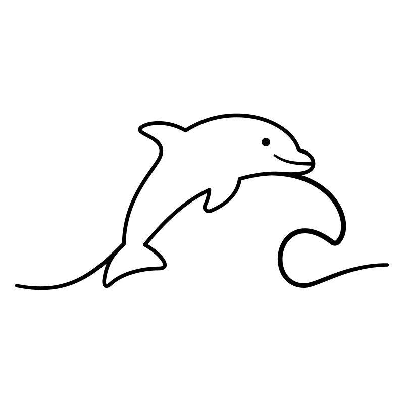 Dolphin on wave icon outline cheerfully jumping
