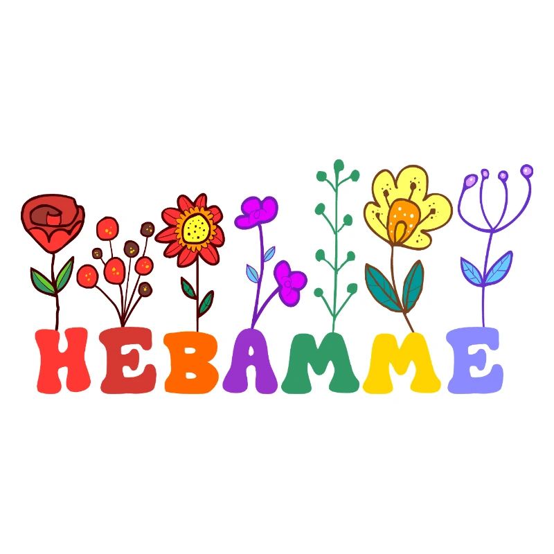 Hebamme mit Blumen Geburtshilfe Geschenk Spruch
