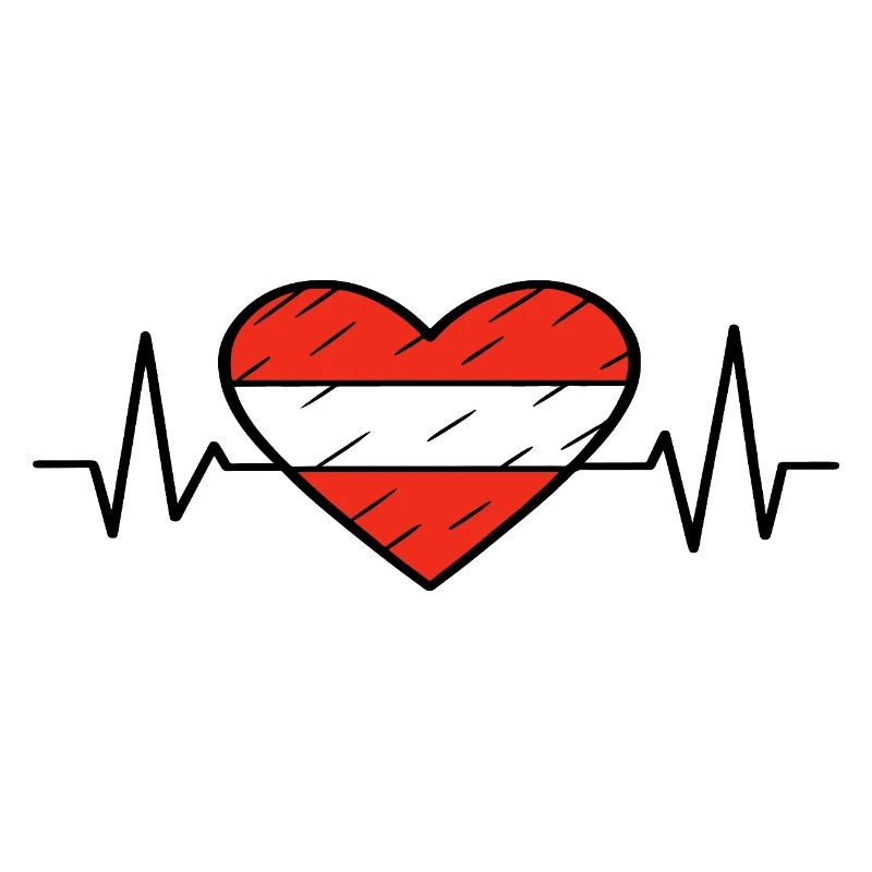 Drapeau de l’Autriche Heartbeat Line Austrian Pride Design