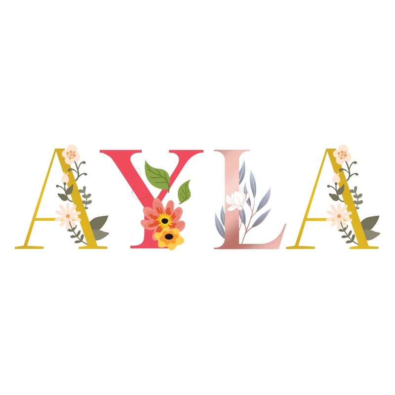 Le nom d’AYLA est décoré de fleurs