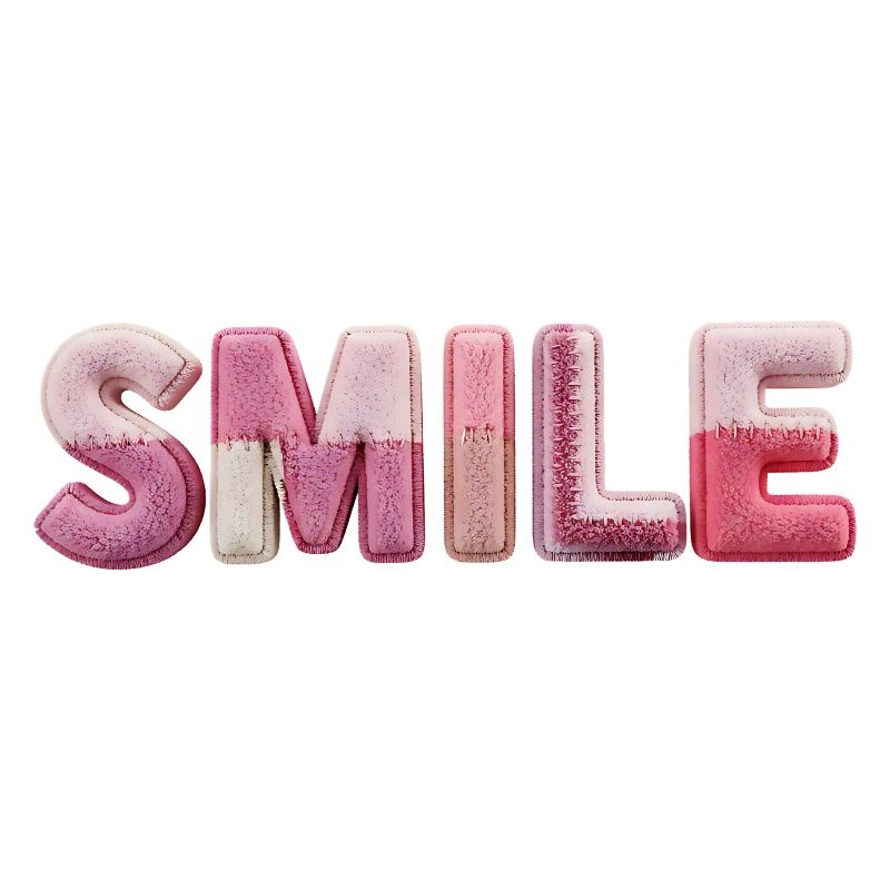 Plush Smile Lettering Patchwork Trend