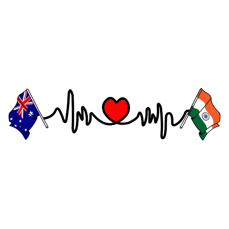 Drapeaux Australie Cardio coeur avec Drapeau Inde