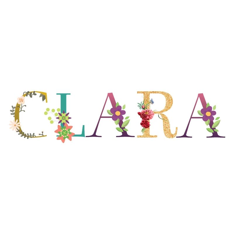 Le nom de CLARA est décoré de fleurs