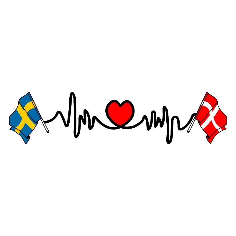 Cardio hartjet Drapeau Suède, drapeau Danemark