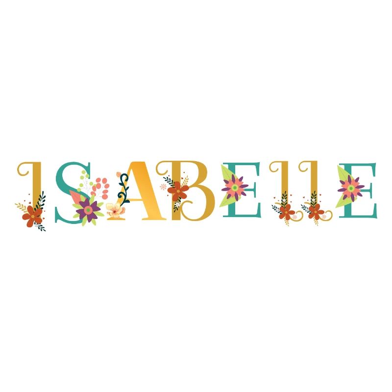 ISABELLE Nom Art avec fleurs brodées