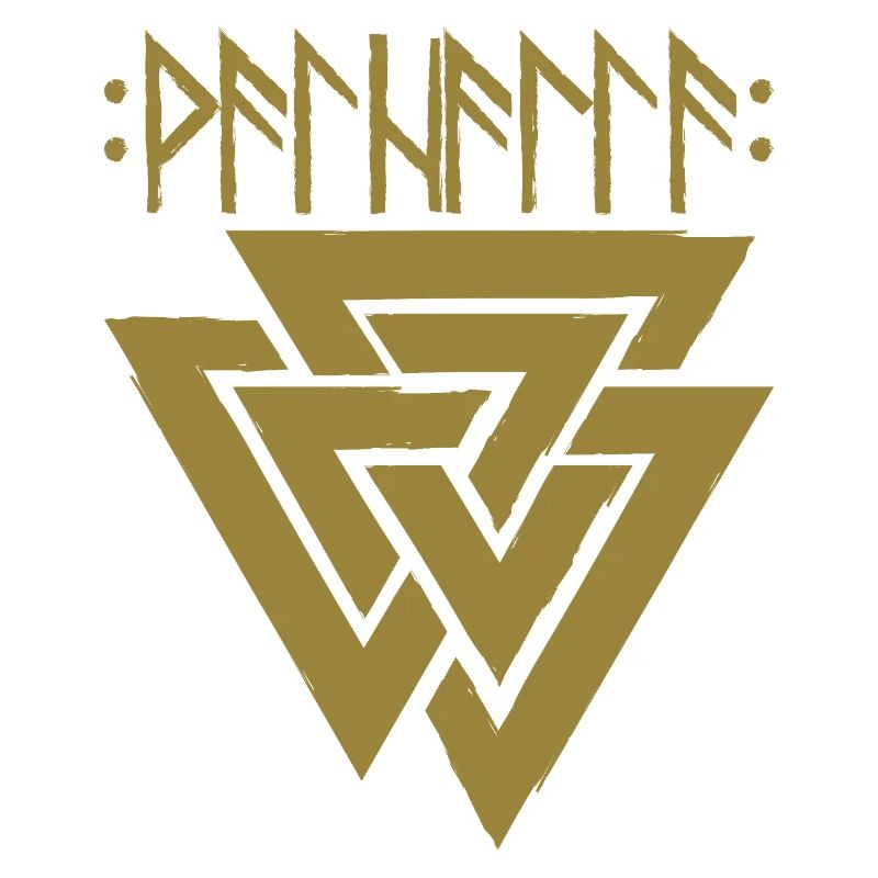 Valhalla en runes avec Valknut, symbole d'Odin