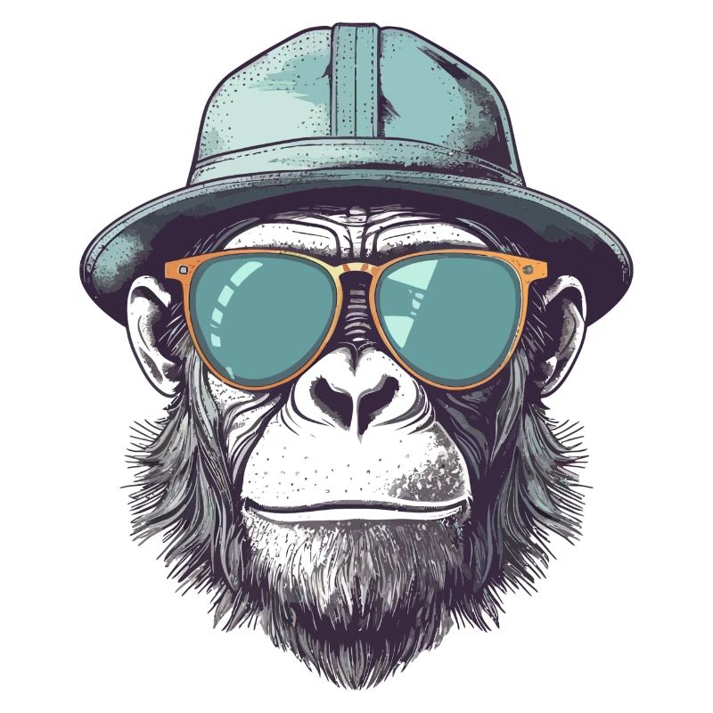 Cool monkey with sunglasses and hat