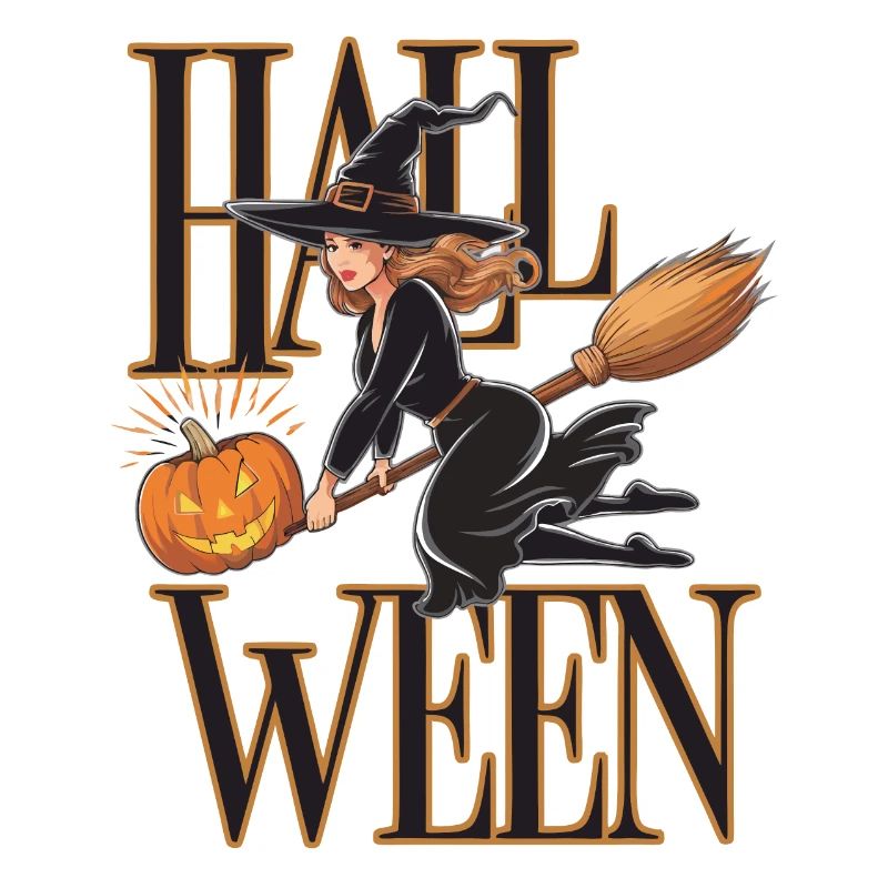 Witch with Pumpkin and Magic Wand