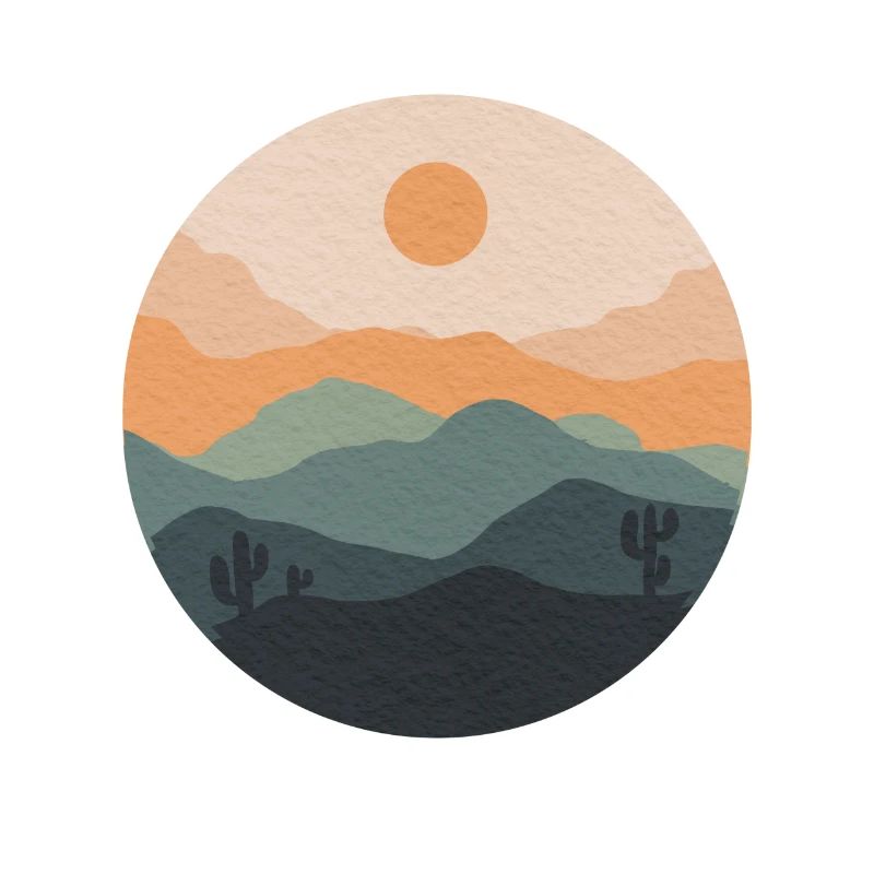 Pastel desert sunset circle