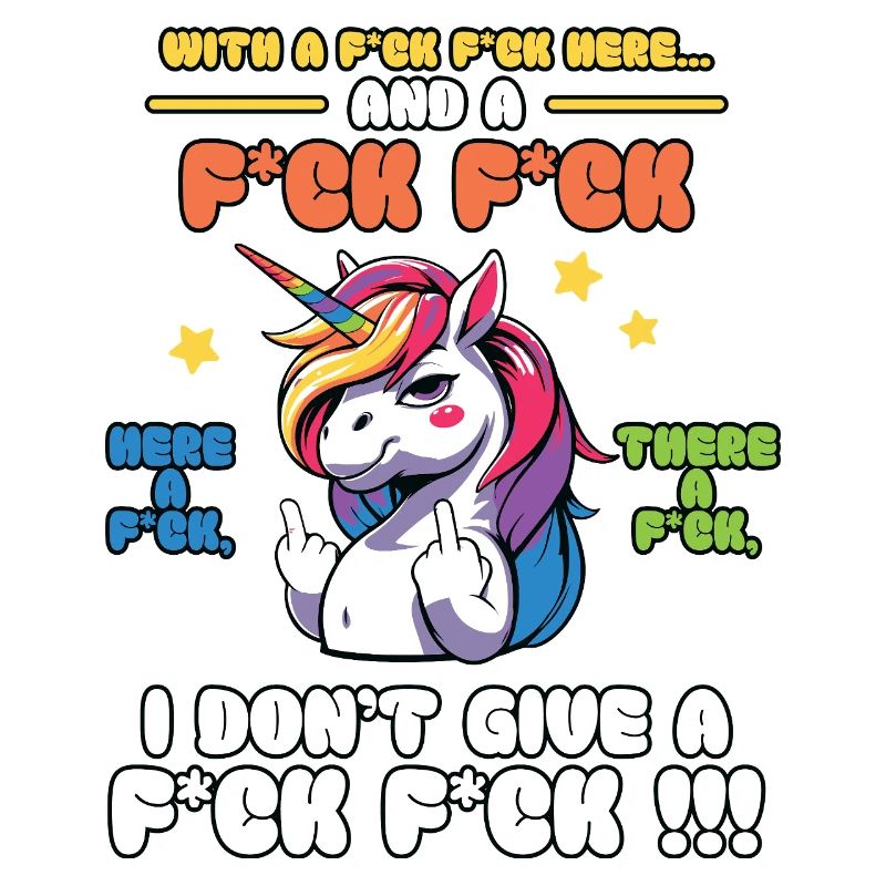 Buntes Einhorn mit frechem Spruch Old Mcdonald