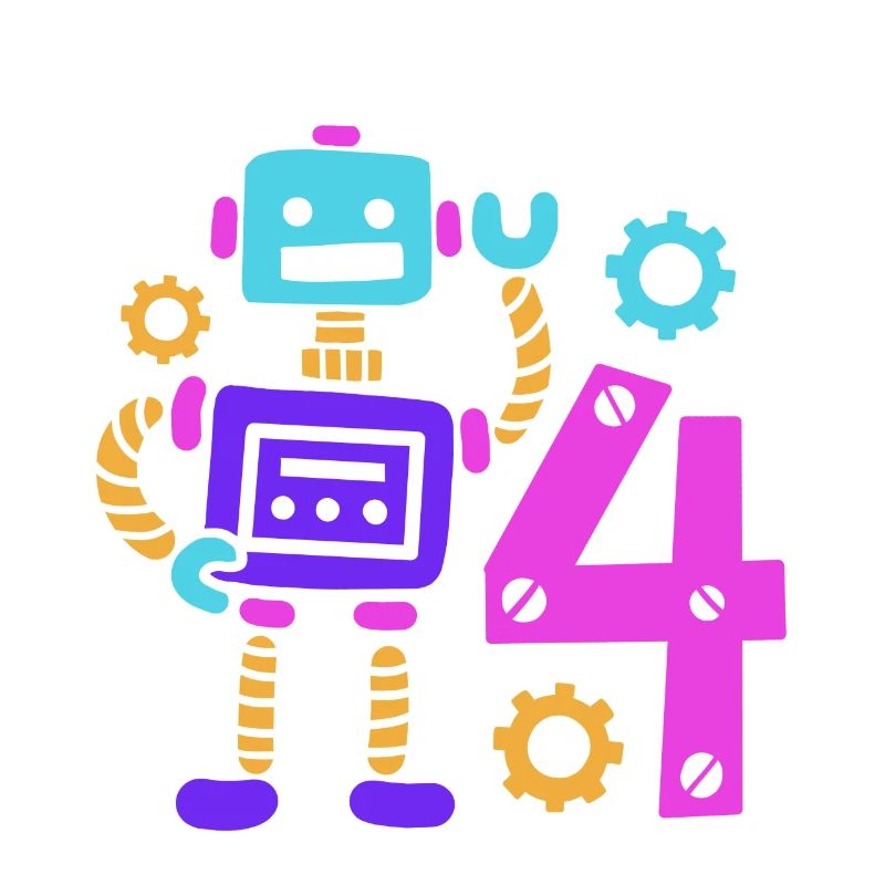 4th birthday robot 4 years old