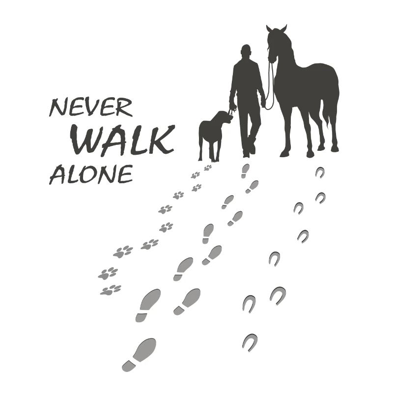 Never walk alone - Hund Pferd Reiter gemeinsam