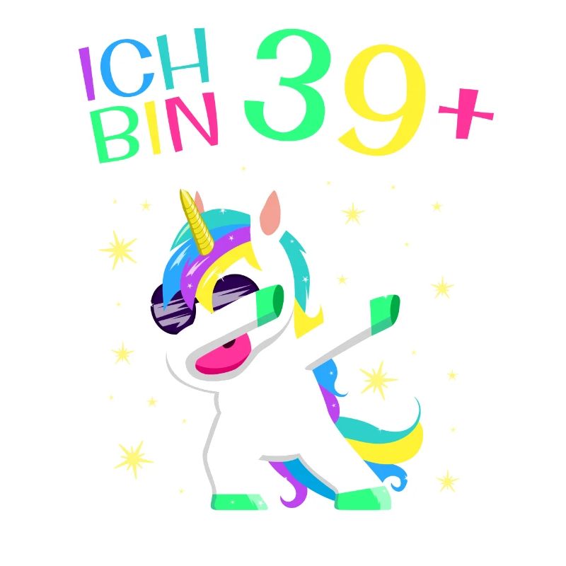 Ich bin 39 Plus 40. Geburtstag Einhorn Geschenk