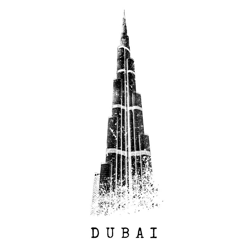 Dubai Burj Khalifa Vintage Silhouette Emirate UAE