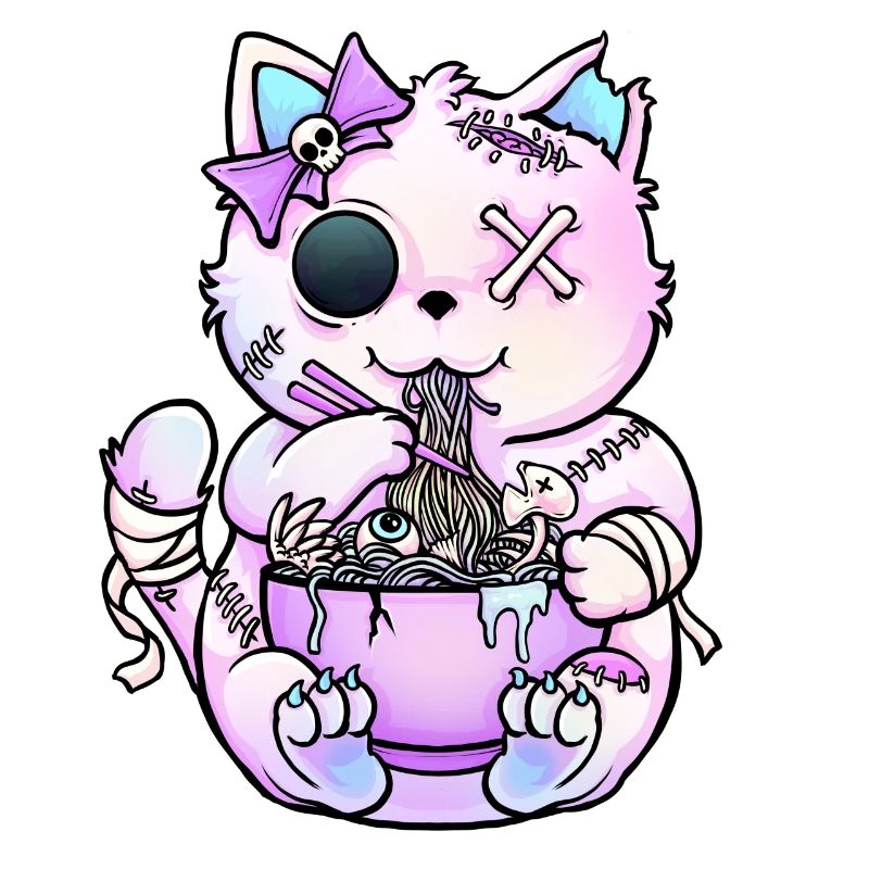 Pastel-Gothic-Katze Ramen