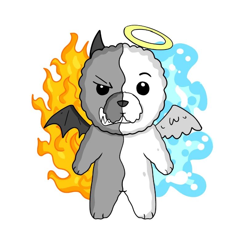 Dog Bichon Frise - Angel and Devil