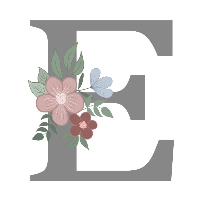 Lettre E avec gris fleur