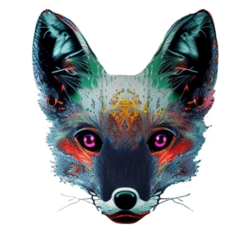 Neon Fox Head Art