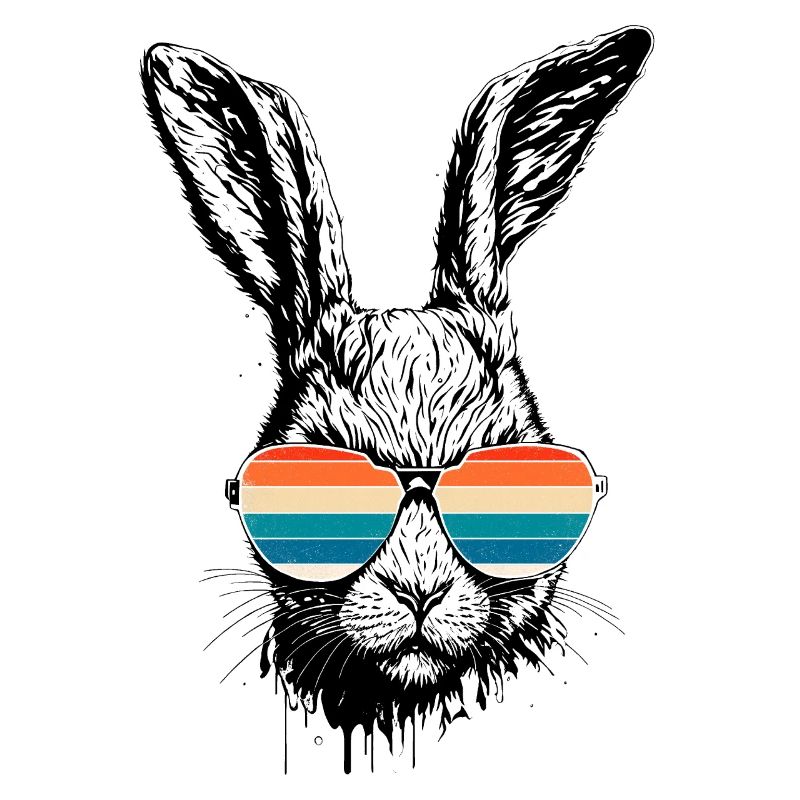 Retro Rabbit With Sunglasses Easter Rabbit Ears