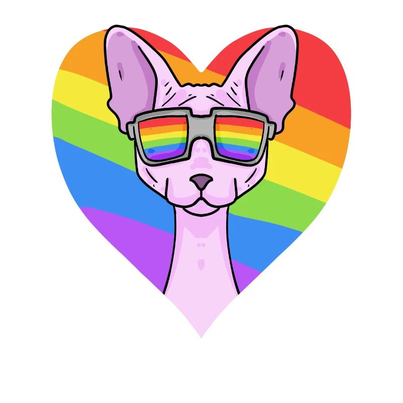 Arc-en-ciel - Chat Sphynx Chat avec lunettes