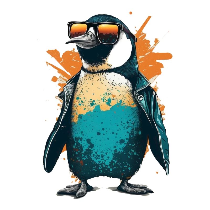 Cool penguin with sunglasses and jacket