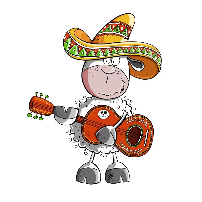 Funny Mexico sheep with guitar