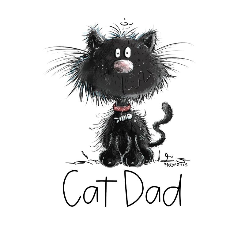 Droll chat noir avec chats papa disant