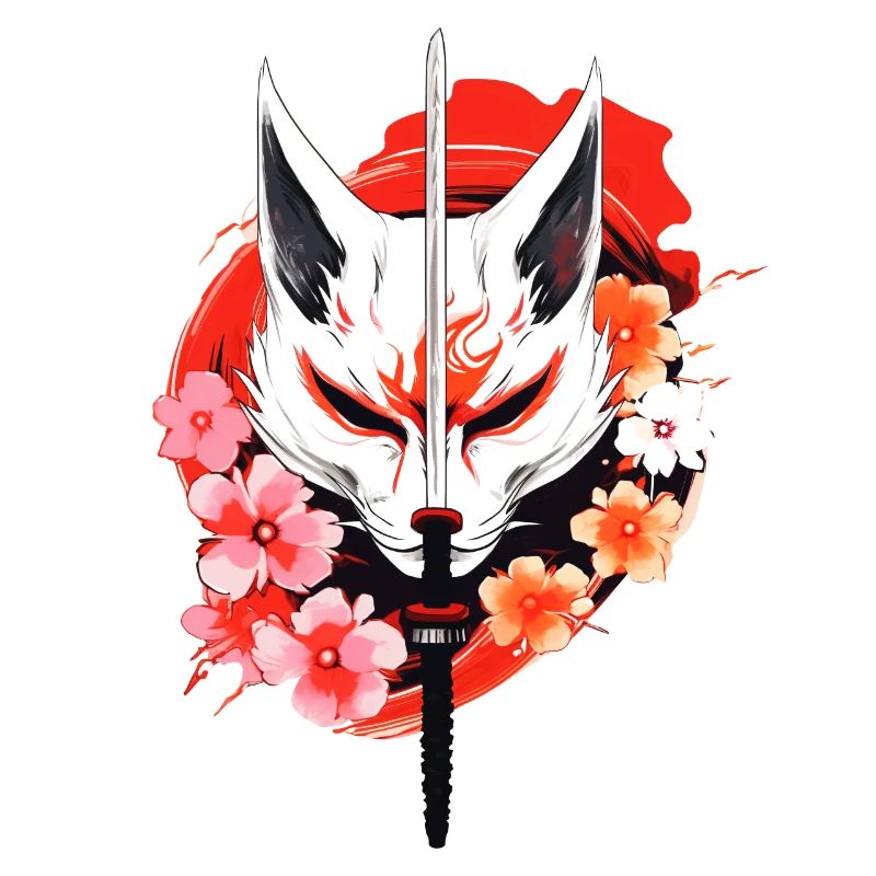 Kitsune Fox Mask Kumiho Samurai Japan Anime