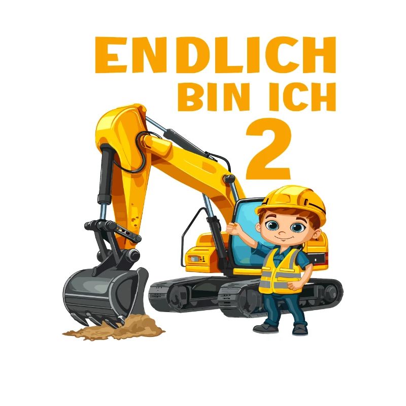2 Geburtstag Baggerfahrer Bagger Bauarbeiter