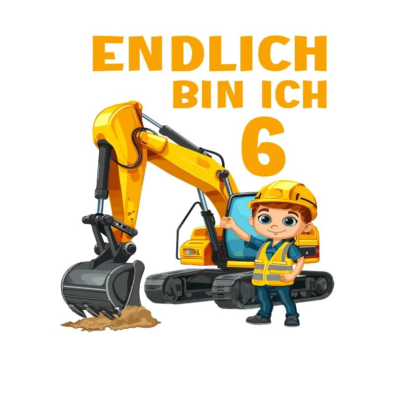 Baggerfahrer 6 Geburtstag Baggern 6 Jahre Bagger